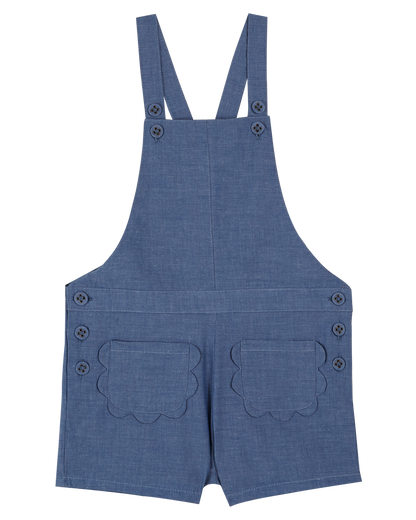 Salopette poche fleurs chambray