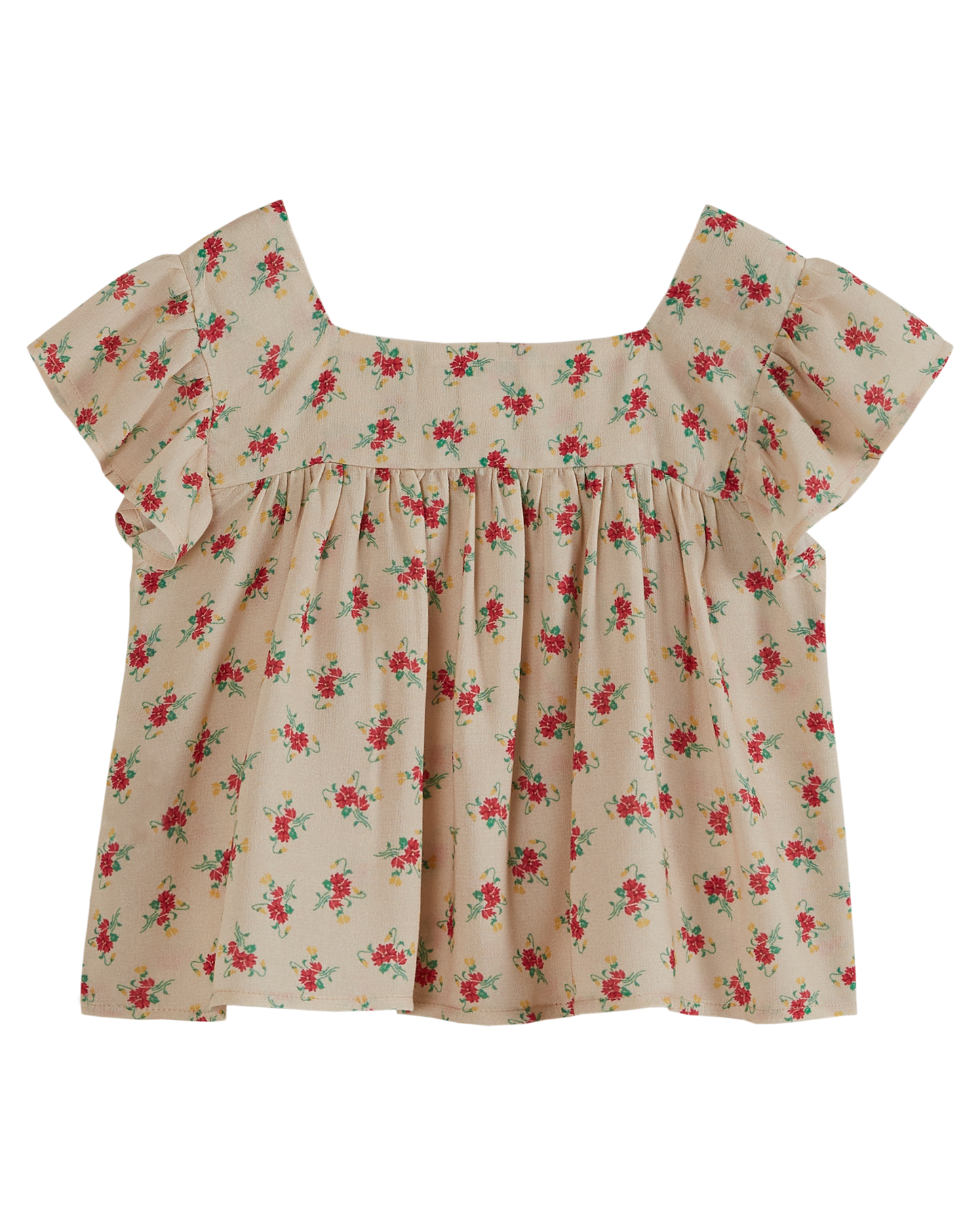 Blouse à fleurs beige