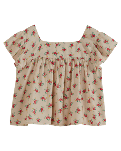 Blouse à fleurs beige