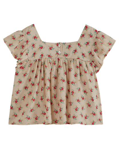 Blouse à fleurs beige