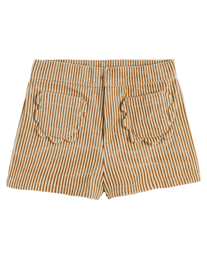 Short poches fleurs rayure miel