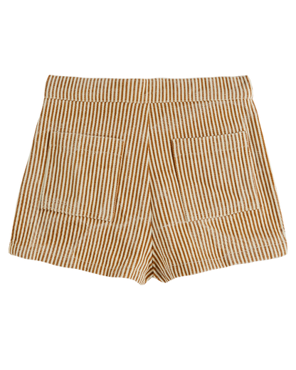 Short poches fleurs rayure miel