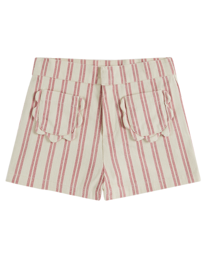 Short poches fleurs rayure rose