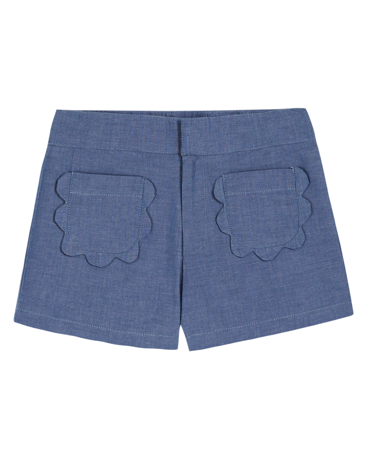 Short poches fleurs chambray
