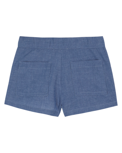 Short poches fleurs chambray