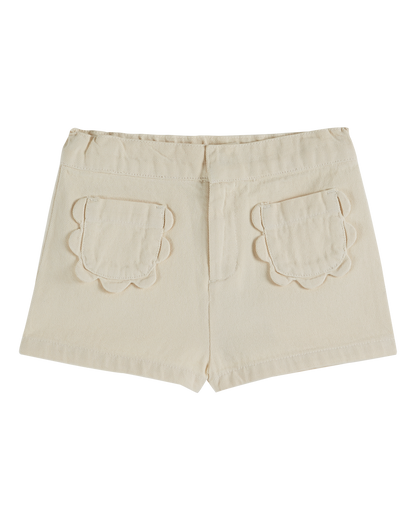 Short poches fleurs uni chantilly