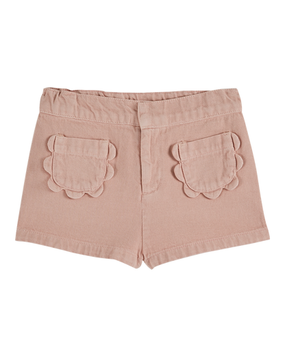 Short poches fleurs uni rosette