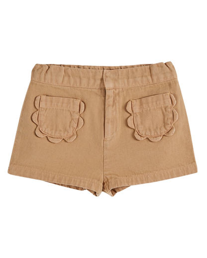 Short poches fleurs uni sésame