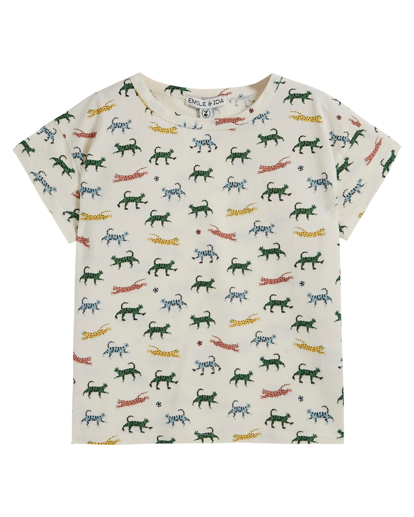 T-shirt coton bio chats écru