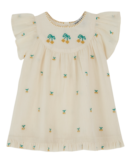 Robe bébé broderie cerise chantilly