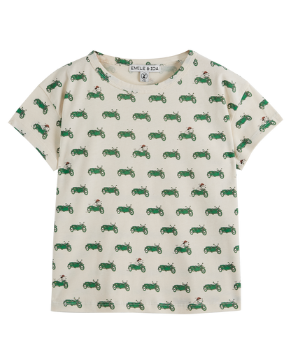 T-shirt coton bio crème side car vert