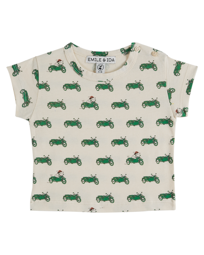 T-shirt coton bio crème side car vert
