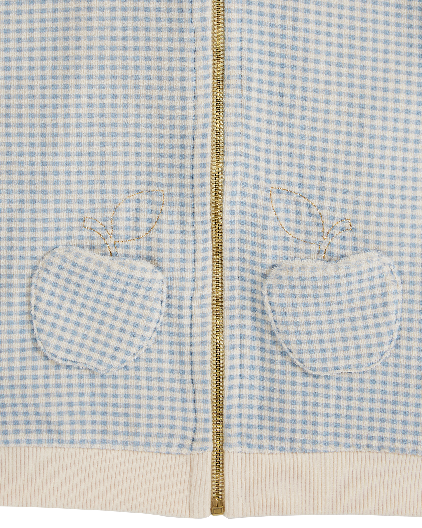 Sweat éponge zippé vichy bleu