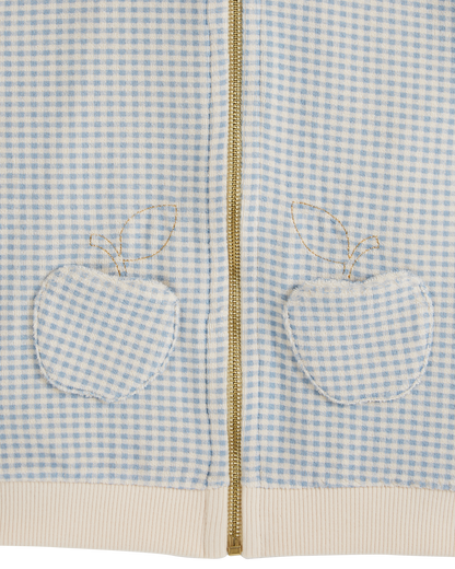 Sweat éponge zippé vichy bleu