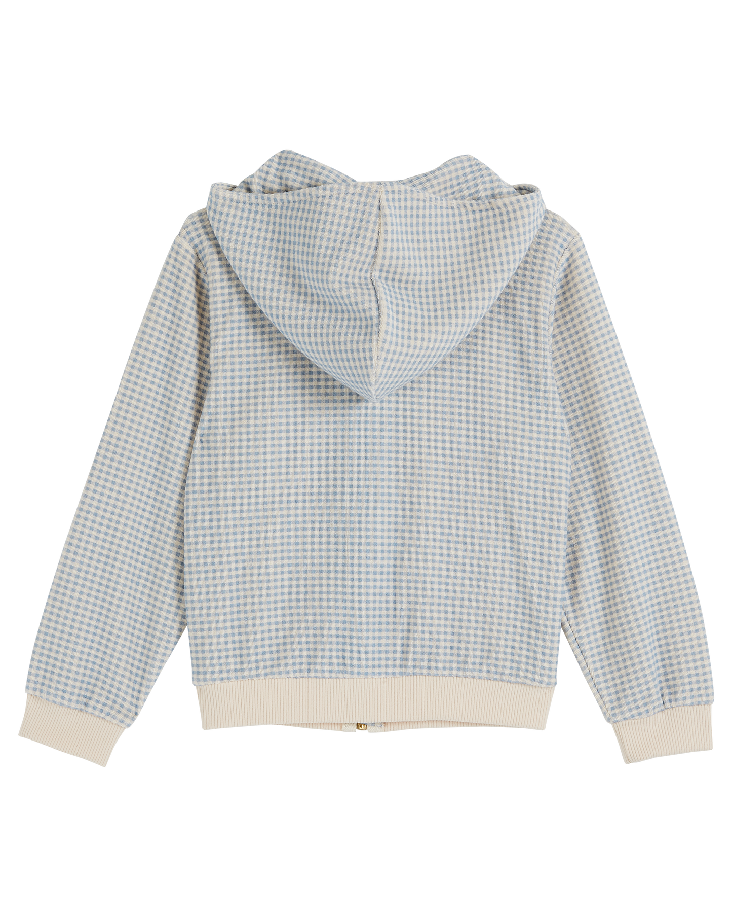 Sweat éponge zippé vichy bleu