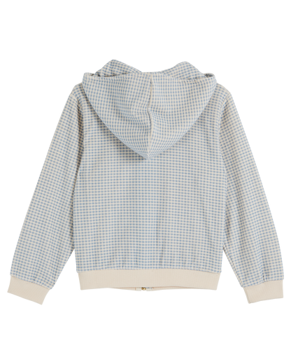 Sweat éponge zippé vichy bleu