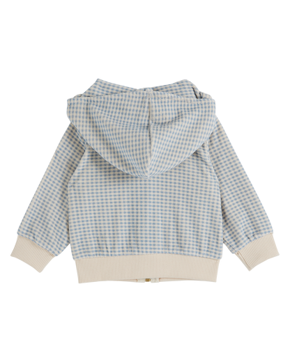 Sweat éponge zippé vichy bleu