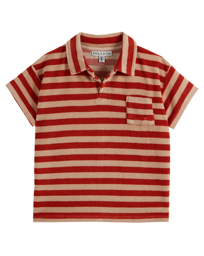Polo éponge rayure rouge