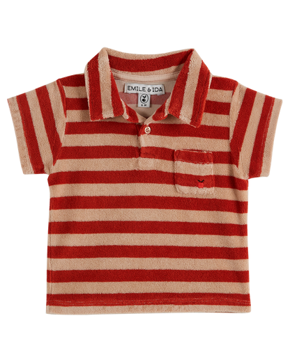 Polo éponge rayure rouge
