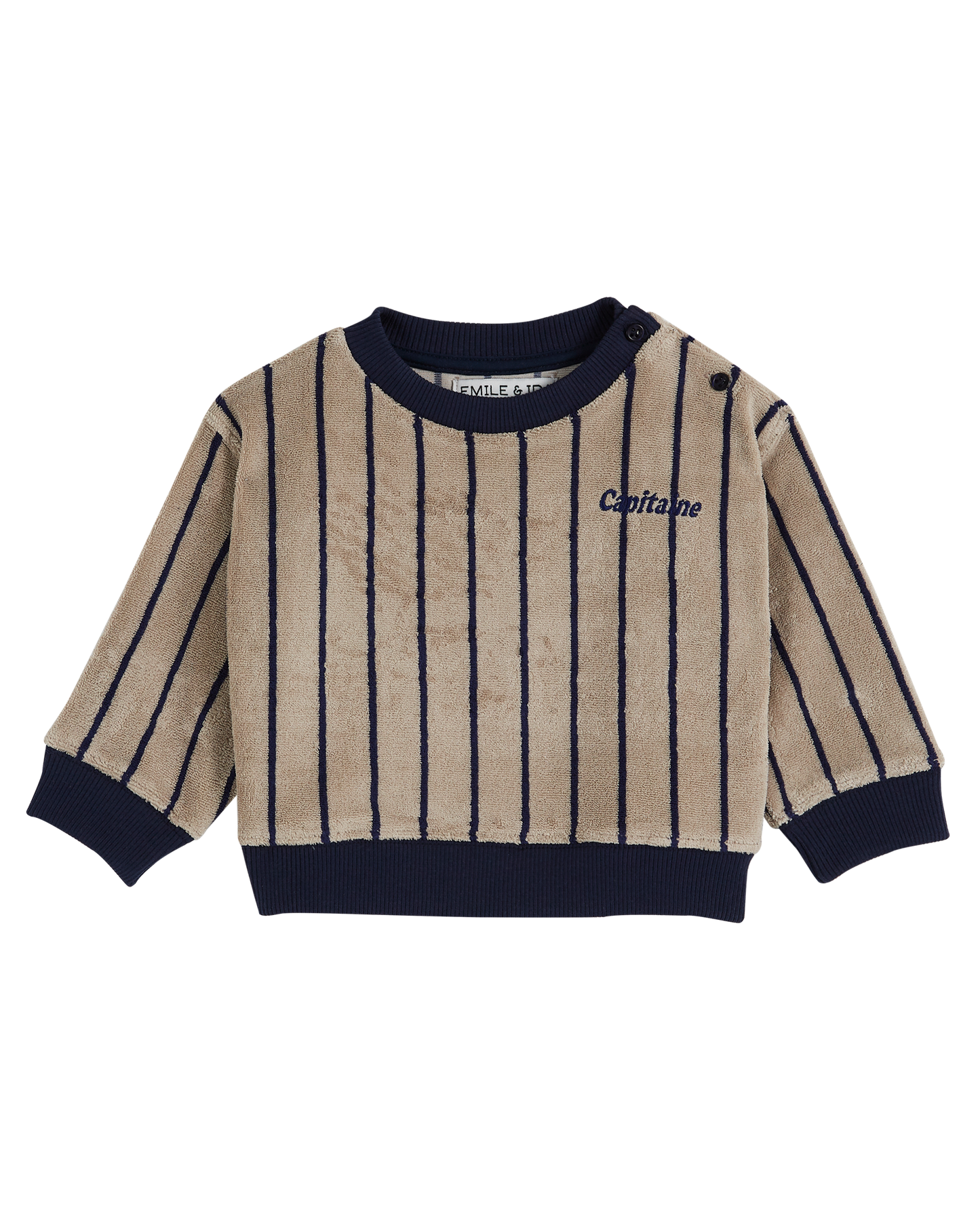 Sweat éponge rayure bleu marine