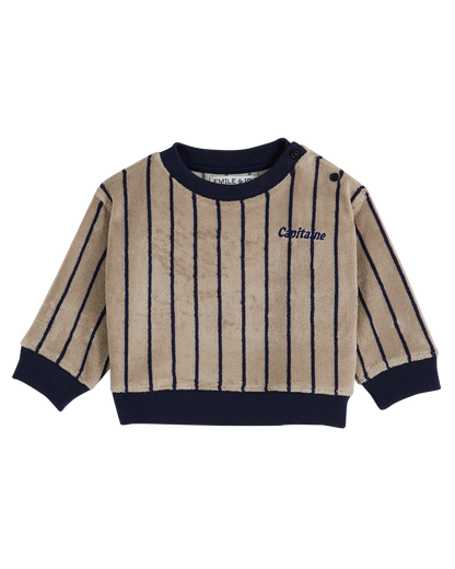 Sweat éponge rayure bleu marine
