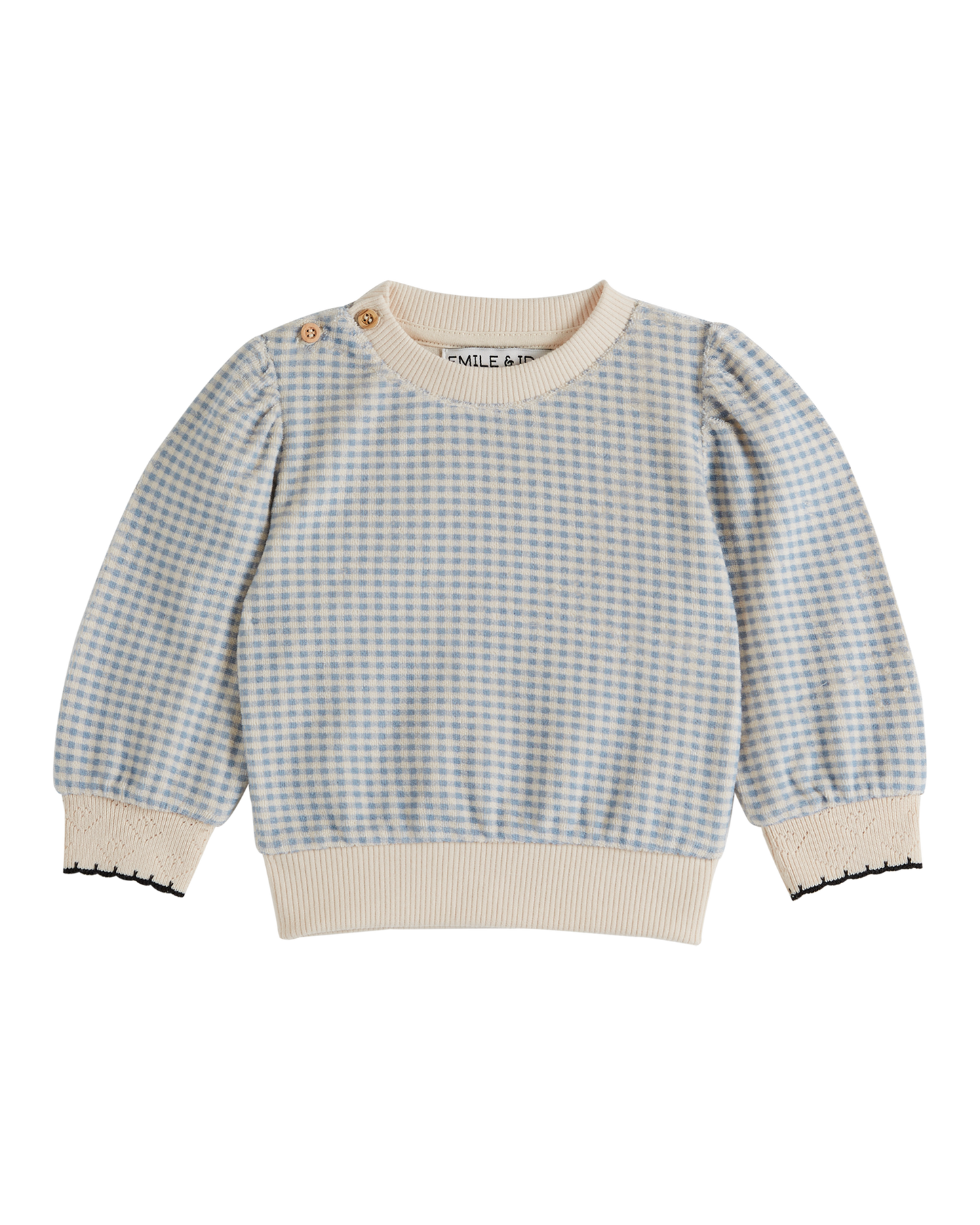 Sweat éponge vichy bleu