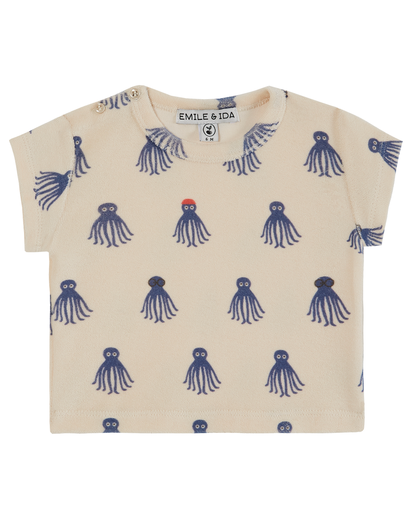 T-shirt éponge bébé octopus bleu