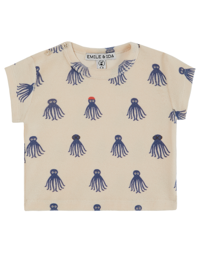 T-shirt éponge bébé octopus bleu