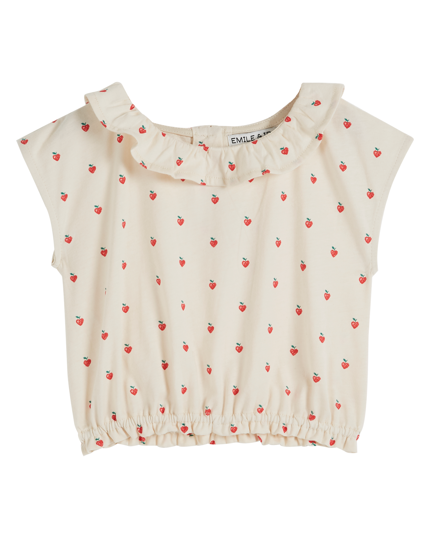T-shirt collerette coton bio coeur rouge