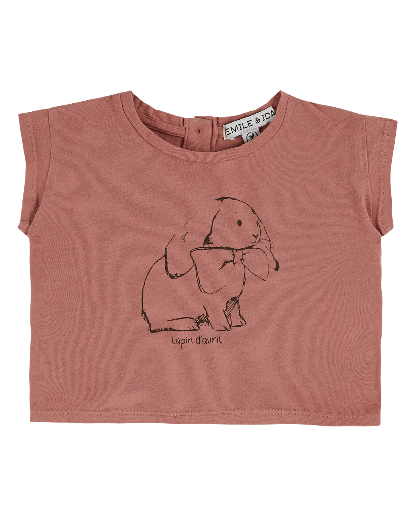 T-shirt coton bio lapin bois de rose