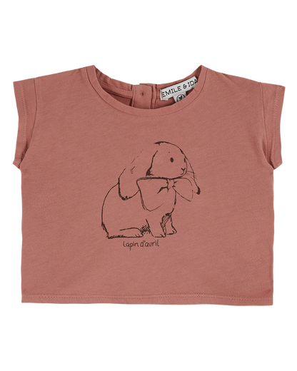 T-shirt coton bio lapin bois de rose
