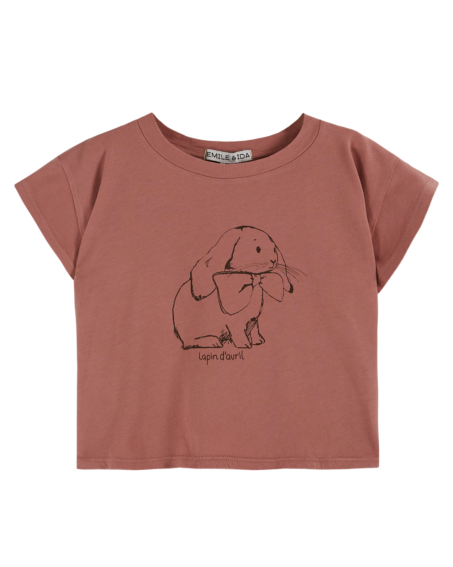 T-shirt coton bio lapin bois de rose