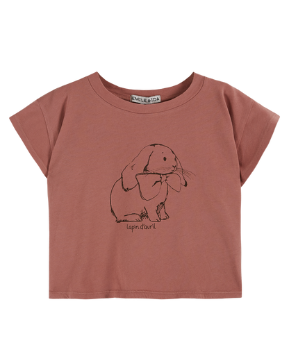T-shirt coton bio lapin bois de rose