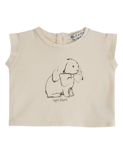 T-shirt coton bio lapin crème