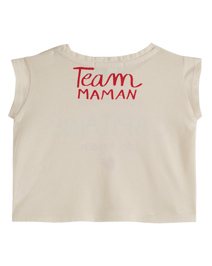 T-shirt coton bio capitaine de mon coeur crème