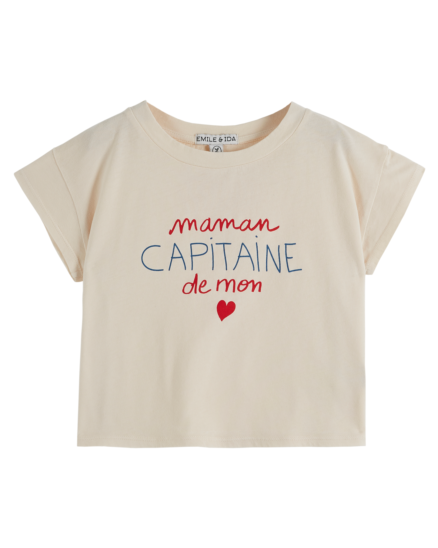 T-shirt coton bio capitaine de mon coeur crème