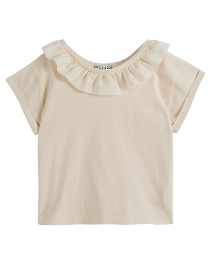 T-shirt coton bio collerette crème