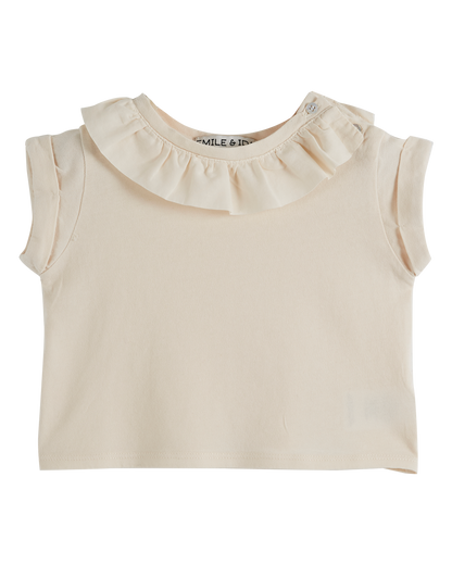T-shirt coton bio collerette crème