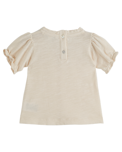 T-shirt coton bio broderie crème