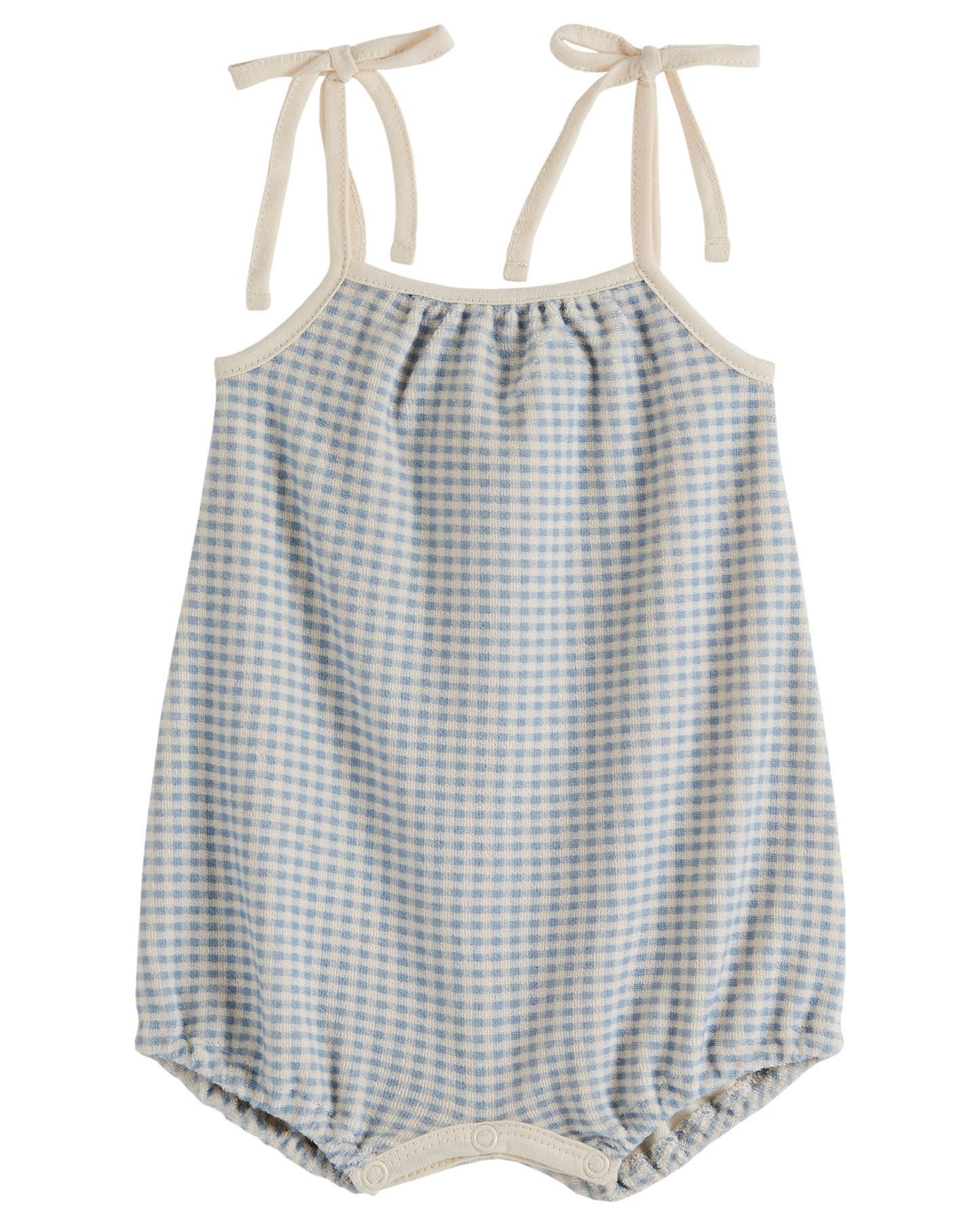 Combi bretelles éponge vichy bleu
