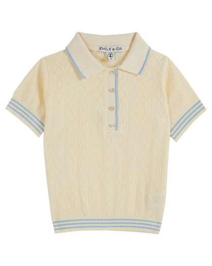 Polo coton bio pointelle crème