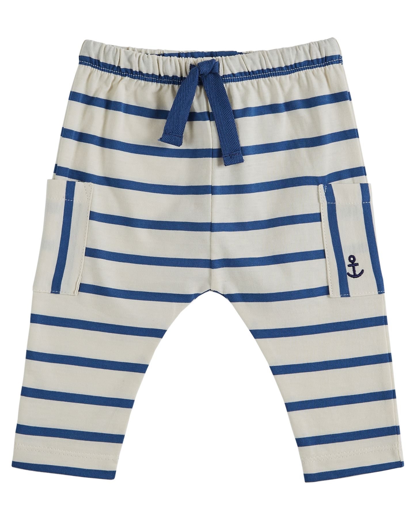 Sarouel coton bio rayure bleu