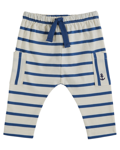 Sarouel coton bio rayure bleu