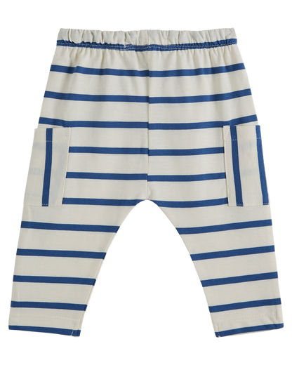 Sarouel coton bio rayure bleu