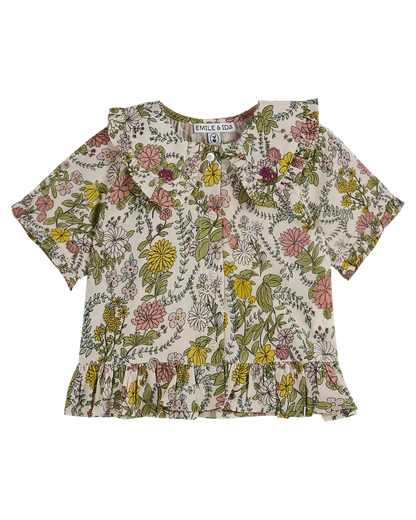 Blouse col brodé herbier