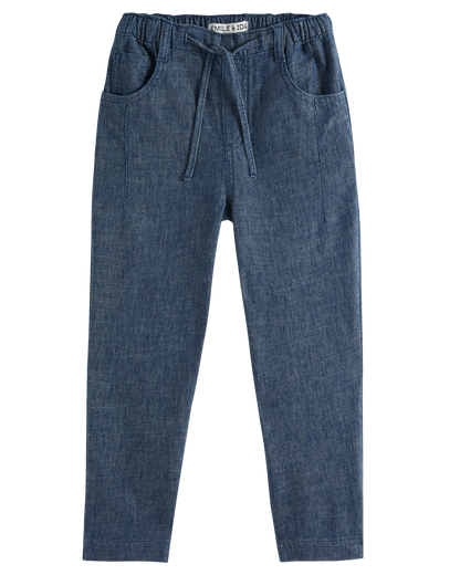 Pantalon lin et coton indigo