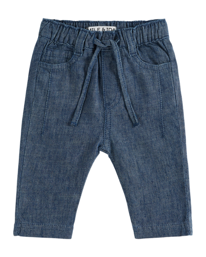 Pantalon lin et coton indigo