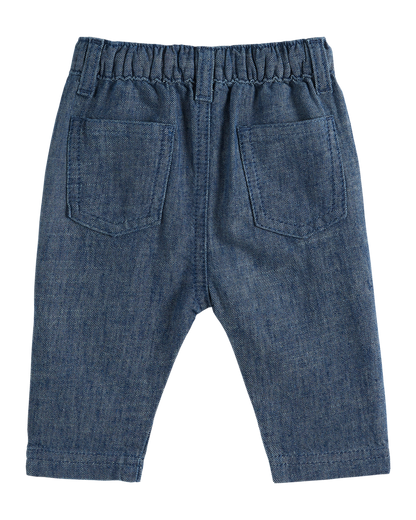 Pantalon lin et coton indigo