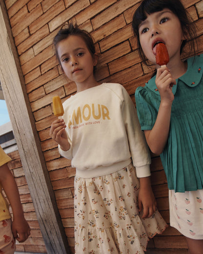 Sweat amour coton bio fille écru