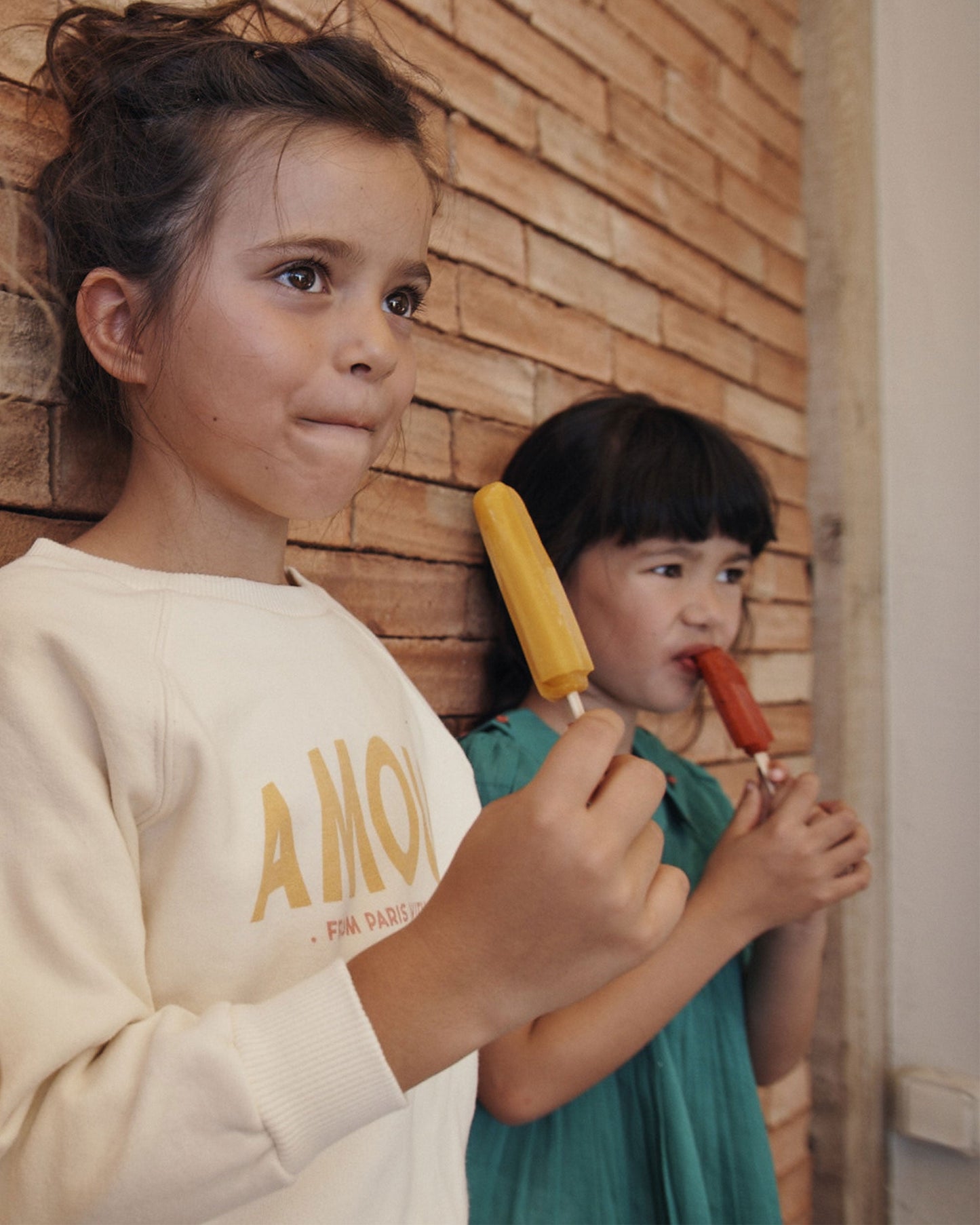 Sweat amour coton bio fille écru